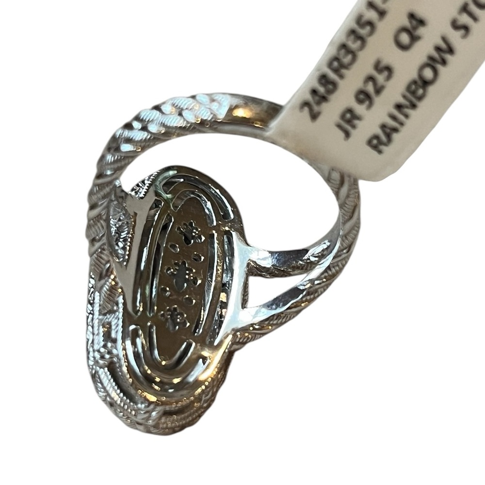 Judith Ripka Sterling Silver Abalone Ring with Blue Green Gemstones NWT Size 8 - Picture 3 of 16